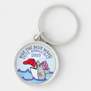 Ride the Blue Wave, Vote Democrat 2020 Election Key Ring