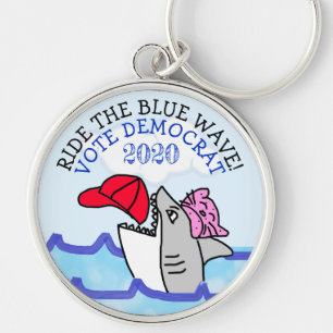Ride the Blue Wave, Vote Democrat 2020 Election Key Ring