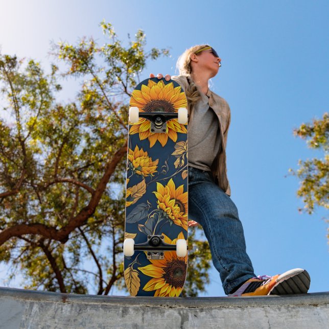 Ride the Floral Bliss: Sunflowers Artwork Skateboard (Outdoor 1)