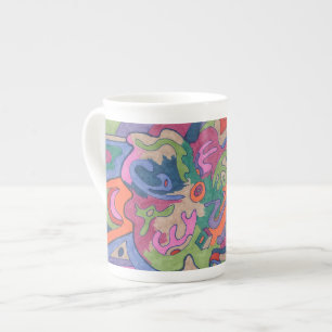Ride the Groovy Rainbow, abstract Bone China Mug
