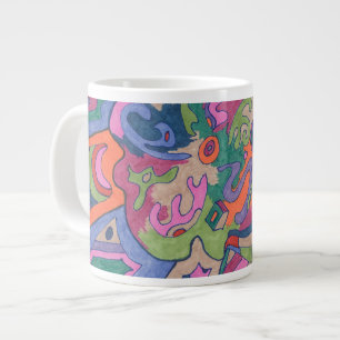 Ride the Groovy Rainbow, abstract Large Coffee Mug
