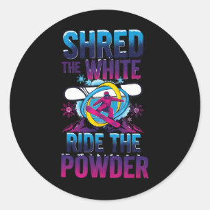 Ride The Powder Wave Skiing Fresh Powder Snowboard Classic Round Sticker