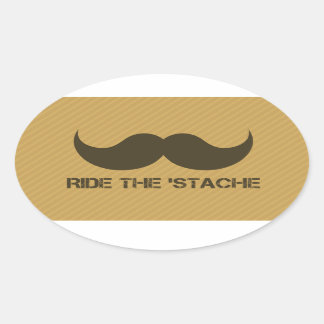 Ride The 'Stache Oval Sticker