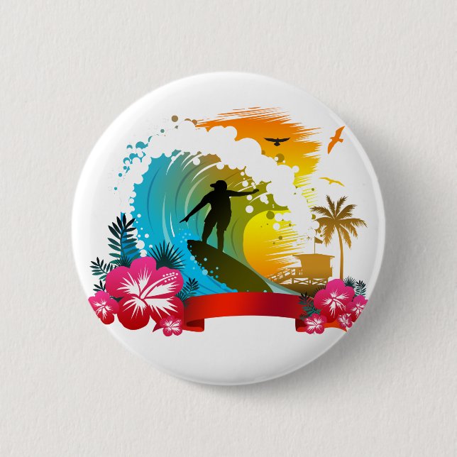 Ride The Tide 6 Cm Round Badge (Front)