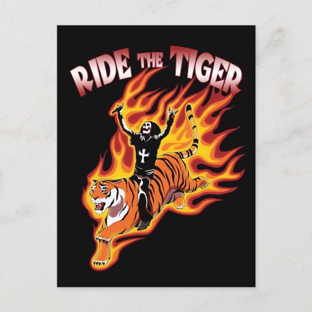 Ride The Tiger Vintage Heavy Metal Postcard (Front)