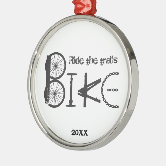 Ride the Trail Bike Graffiti Inspirational quote M Metal Tree Decoration (Left)