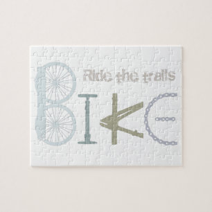 Ride the Trails Bike Graffiti Sport Quote Jigsaw Puzzle