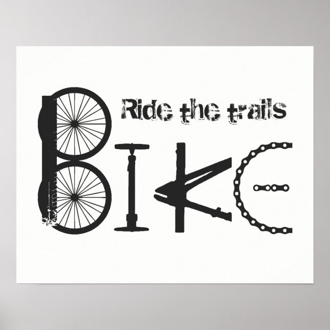 "Ride the Trails" Bike Word from Parts Poster (Front)