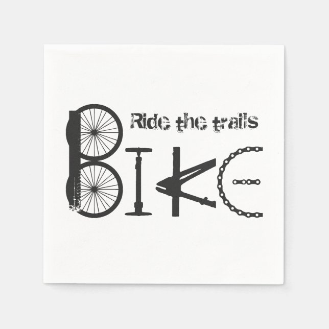 Ride the Trails Quote Bike Graffiti Art Napkin (Front)