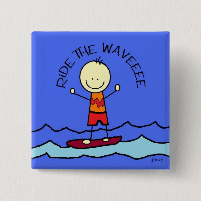 ride the wave 15 cm square badge (Front)