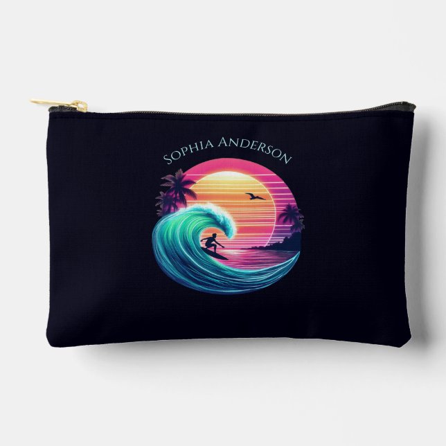 Ride the Wave at Sunset Accessory Pouch (Front)
