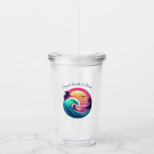 Ride the Wave at Sunset Acrylic Tumbler