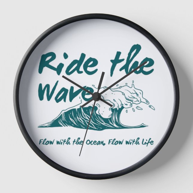 Ride the Wave Surf Design Clock (Front)