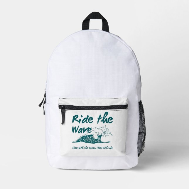 Ride the Wave Surf Design Printed Backpack (Front)