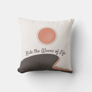 Ride The Waves of Life   Serene Wave Boho Ocean Cushion