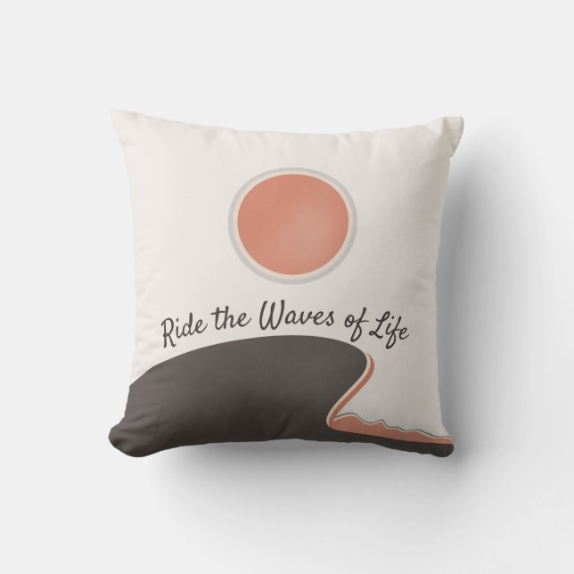 Ride The Waves of Life | Serene Wave Boho Ocean Cushion (Front)