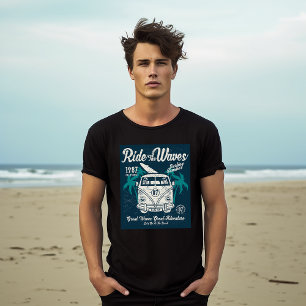 Ride The Waves Retro Surfing T-Shirt