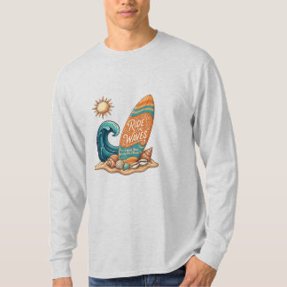 Ride the Waves Surfboard Illustration - Long Sleev T-Shirt