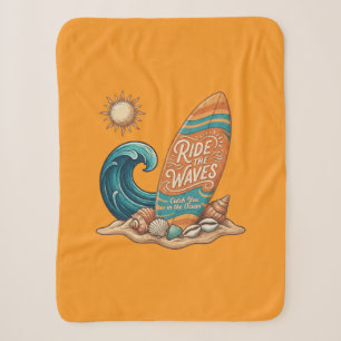 Ride the Waves Surfboard Illustration - Sunny Coas Sherpa Blanket