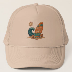 Ride the Waves Surfboard Illustration - Tropical B Trucker Hat