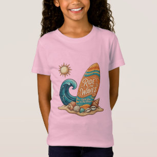 Ride the Waves Surfboard Illustration - Tropical S T-Shirt