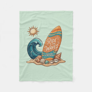 Ride The Waves Vintage Beach Throw Blanket
