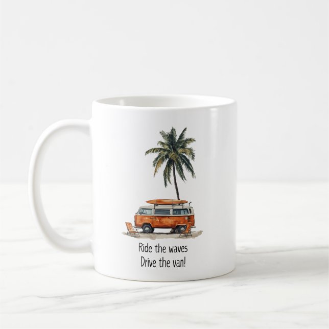 Ride the Waves VW Campervan Mug (Left)