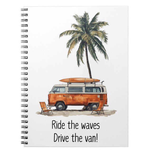 Ride the Waves VW Campervan Notebook (Front)