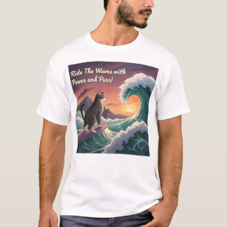 "Ride the Waves with Power and Purr!" T-Shirt