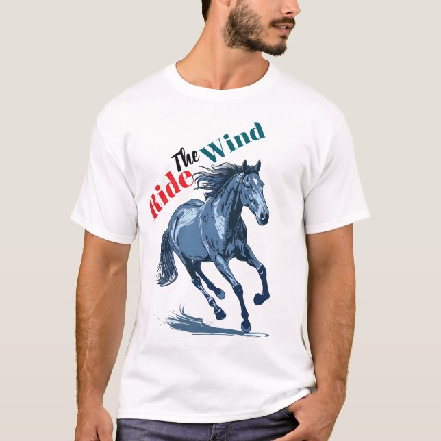 Ride the Wind Men’s T-Shirt – Horse Graphic Design (Front)
