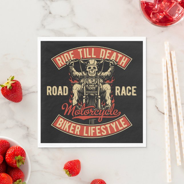 Ride Till Death Biker Lifestyle Napkin (Creator Uploaded)