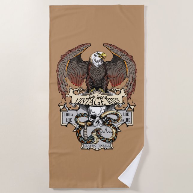Ride To Live Live To Ride Biker design Beach Towel (Front)