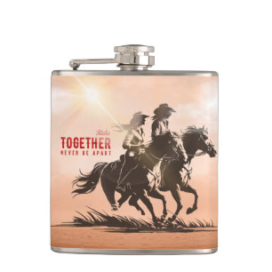 Ride together- A wonderful Western life Hip Flask