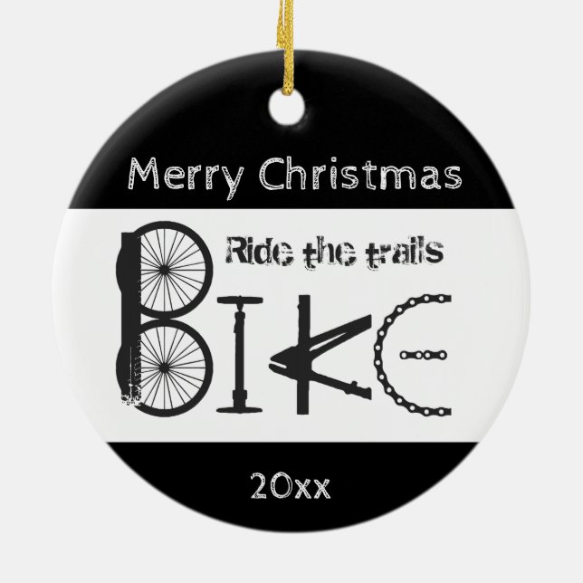 Ride Trail Bike Graffiti Inspirational Christmas Ceramic Tree Decoration (Back)
