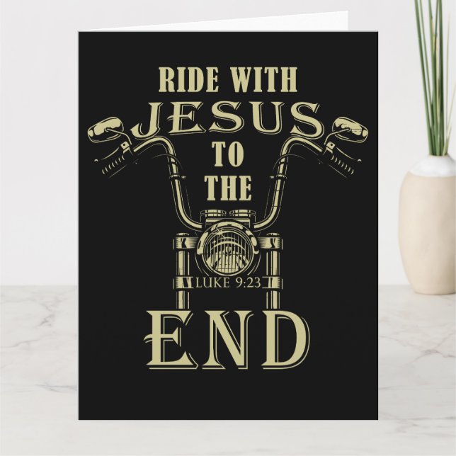 Ride with Jesus – Motorcycle Christian Faith Biker Thank You Card (Front)