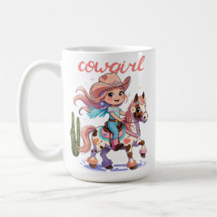 Ride with Joy – Cute Cowgirl on Her Spotted Horse” Coffee Mug