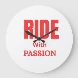 Ride With Passion – Inspirational Motorcycle Typog Large Clock