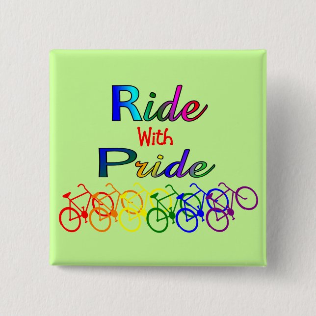Ride With Pride Gay Lesbian Cyclist Gifts 15 Cm Square Badge (Front)