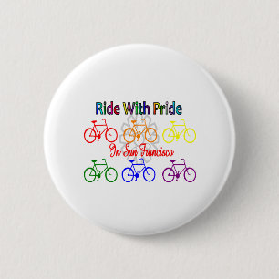 ride with pride SF--Gay Lesbian cyclist 6 Cm Round Badge