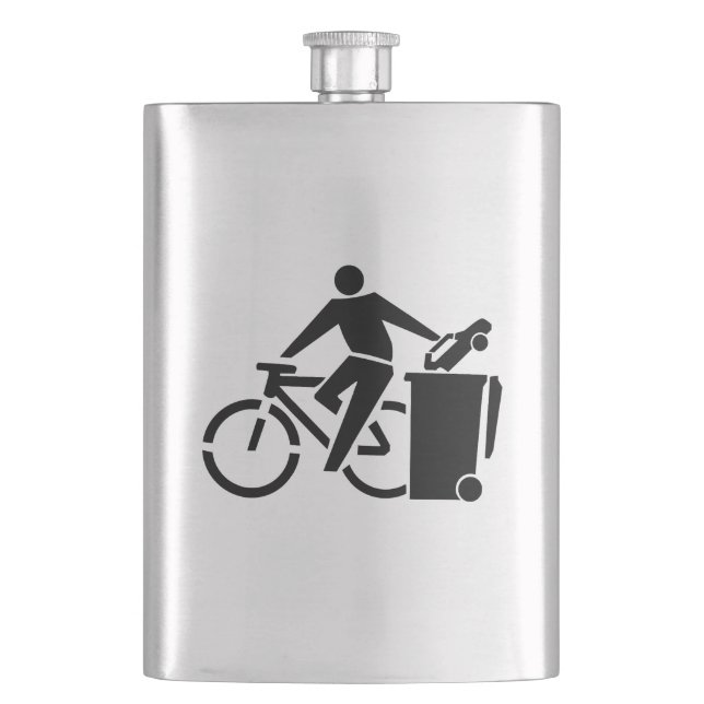 Ride Your Bike, Trash Your Car Hip Flask (Front)