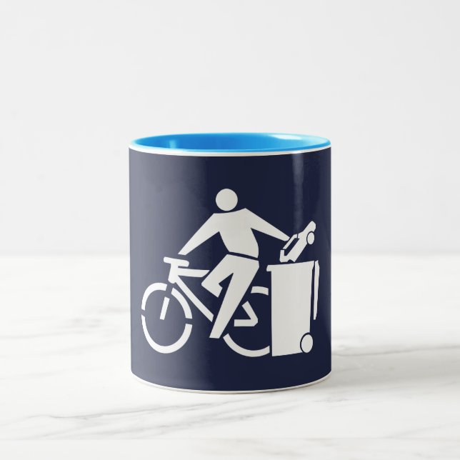 Ride Your Bike, Trash Your Car Two-Tone Coffee Mug (Center)