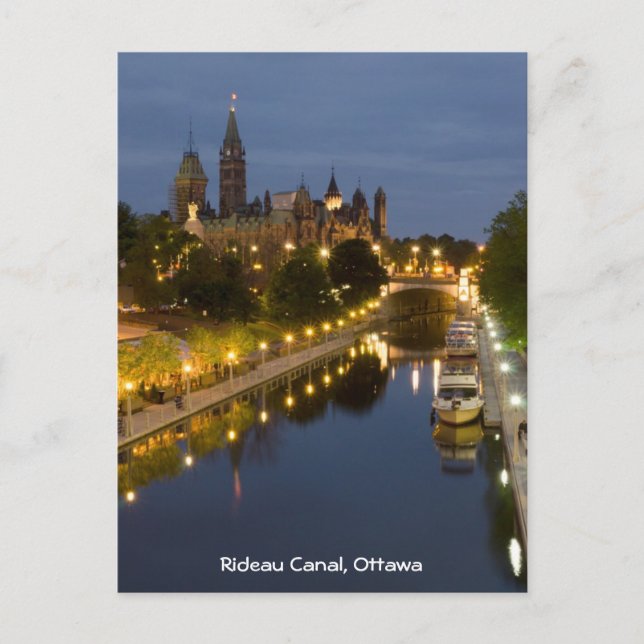 Rideau Canal and the Parliament Buildings at Night Postcard (Front)