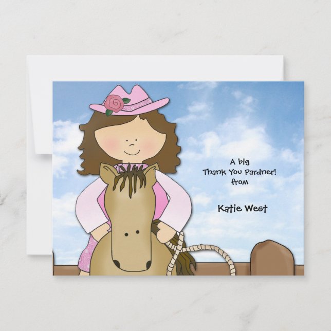 Ride'em Cowgirl Personalised Thank You/Notecard You Card (Front)