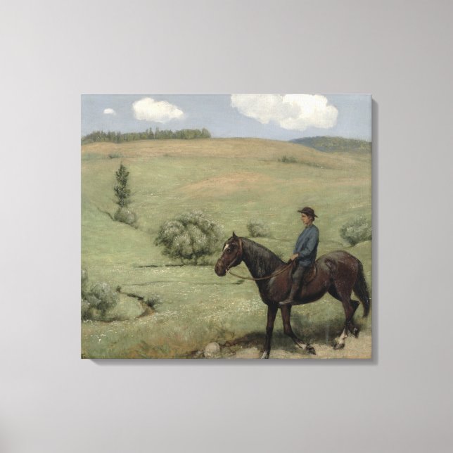 Rider in a Landscape, 1894 (oil on board) Canvas Print (Front)