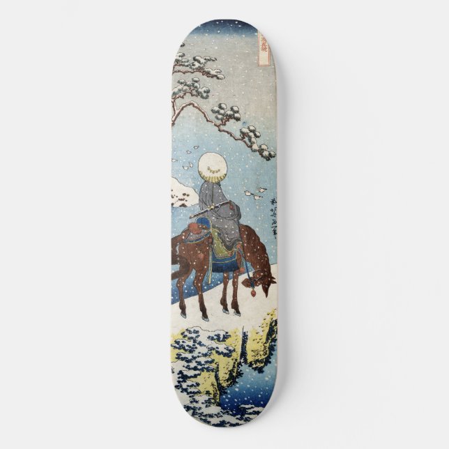Rider in the Snow Hokusai winter japanese ukiyo-e Skateboard (Front)