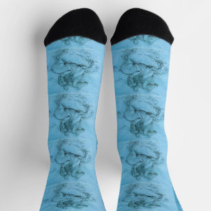 Rider on a Rearing Horse Leaonardo Da Vinci Socks