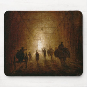 Riders and Pedestrians Passing Through an Arched P Mouse Mat
