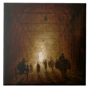 Riders and Pedestrians Passing Through an Arched P Tile