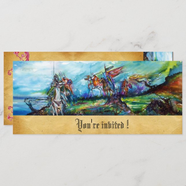 RIDERS IN STORM Knights Horseback Parchment Invite (Front/Back)