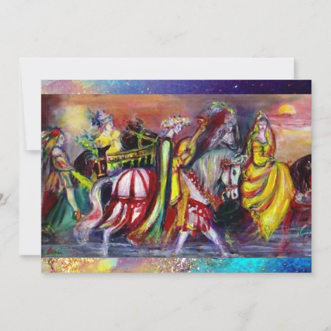 RIDERS IN THE NIGHT ,bright vibrant blue sparkles Announcement (Front)